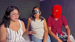 couple tries first cuckold as husband watches latina wife with two guys