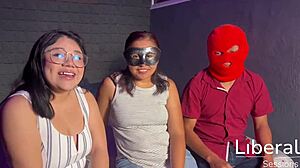 couple tries first cuckold as husband watches latina wife with two guys