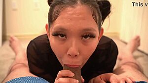 i admire how the asian babe masters oral with stunning finish