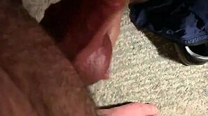 Sexy Chinese girl strokes massive cock with close-up handjob cumshot