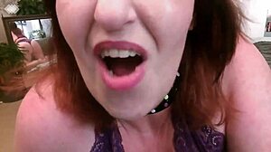 sph femdom redhead mature humiliates tiny dick with dirty talk mirror penis tease