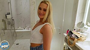 Jay's POV all natural blonde Chloe Rose nympho girlfriend experience with rough doggy riding and cum covered pussy