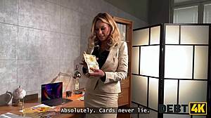 Curvy office bitch karina king bends for debt collector cock