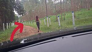 guy jerks off risky in public street car pov