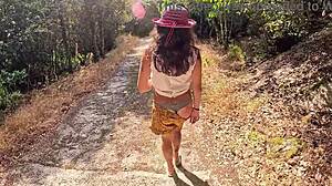 i walk in woods showing off my narrow ass cameltoe feet and small tits for strangers compilation