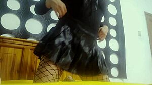A young hottie flashes her toys in homemade halloween exhibition tease