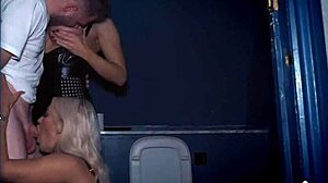 i watched these mega sluts take turns on a lucky guy in the nightclub toilet