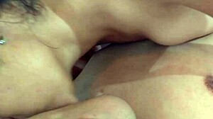 Wife licks hubby's nipples gives delicious blowjob then rough amazon domination