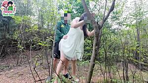 thai babe moans as i lick her pussy deep in forest before rough creampie fuck!