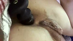 Slut Gapes Asshole with Thrusting Vibrating Anal Plug Close-Up