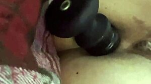 Slut Gapes Asshole with Thrusting Vibrating Anal Plug Close-Up