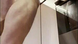Spy Cam Catches Big Tits Milf Mommy Fingering Tight Pussy in Kitchen for Husband