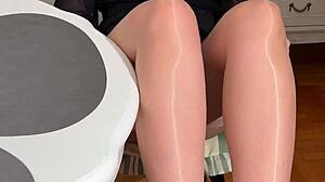 first date humiliation with her nylons heels footjob and cum in my pants pov