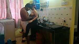 Big ass bengali bhabhi bends over kitchen counter for boyfriend's hard doggystyle pounding and creampie