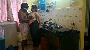 Big ass bengali bhabhi bends over kitchen counter for boyfriend's hard doggystyle pounding and creampie