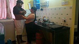 Big ass bengali bhabhi bends over kitchen counter for boyfriend's hard doggystyle pounding and creampie