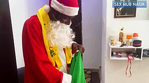 Santa pounds petite ebony beauty in hardcore Christmas sex