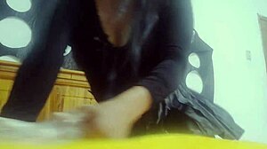 A young hottie flashes her toys in homemade halloween exhibition tease