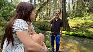 Petite Latina with Tiny Pussy Moans Loud by River on Stranger's BBC