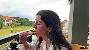 Eating Cum-Covered Pizza in Public Cafe Turns Me On So Much