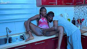 curvy babe bent over kitchen counter takes rough doggystyle pounding