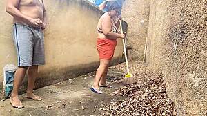 stepmom fucked hard backyard while neighbors watch!!