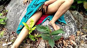 starving stepmom dragged to forest mountains for hard pounding