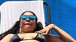 outdoor masturbation in public pool i exhibit my pussy and tits