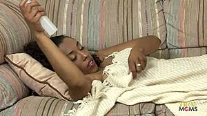 Tattooed ebony masturbates with every toy