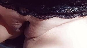Mature wife huge cameltoe shaved pussy lips flashing outdoor thong exhibitionist close up