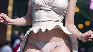 show me those sneaky panties peeking under your skirt asian style