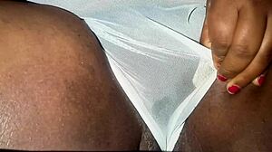 Naughty Milf's Big Pussy Soaks Transparent White Panties