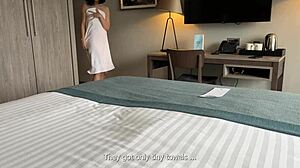hot stepmom shares the bed and her ass with stepson
