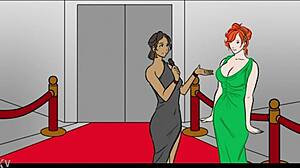 Giantess towers with exploding huge tits in breast growth animated comic tease