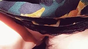 Mature wife huge cameltoe shaved pussy lips flashing outdoor thong exhibitionist close up