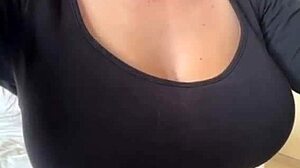 Stepmom shows her big tits and nipples