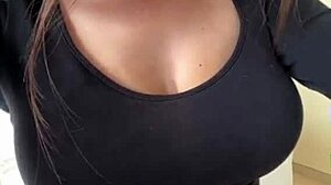 Stepmom shows her big tits and nipples