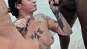 Milf takes huge cock deep in ass during motel dp