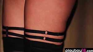 Bombastic Miranda Nicole Spreads Legs in Lingerie Strip