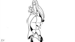 Giantess towers with exploding huge tits in breast growth animated comic tease