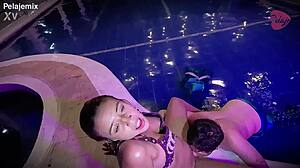 Merman eats his mermaid friends pussy and then she gets all his cum out