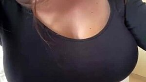 Stepmom shows her big tits and nipples