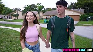 Young Brunette Stepsister Sloppily Sucks And Fucks Stepbrother's Monster Big Cock Doggystyle Bent Over