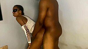 Skinny horny ebony slut babe's tight curvy pussy begs for hard fast pounding through see-through fabric.