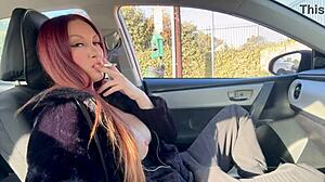 Italian Hot Sexy Milf Artemisia Love Big Boobs Flashing In The Car Smoking Fetish In The Car