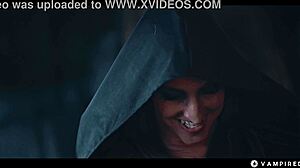 Sexy vampire lesbian threesome girls getting mesmerize into slave submission