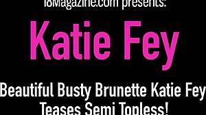 beautiful busty brunette katie fey teases semi topless