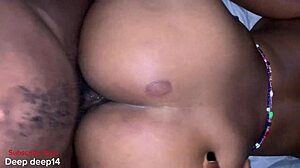 Ebony slut banged by big black dick making that pussy cream