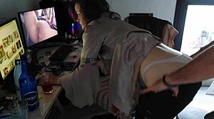 sexy white slut rims and fucks in lingerie stockings