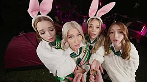 three teen scouts fuck hard in camping orgy